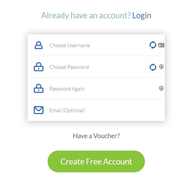 create a new free account 
